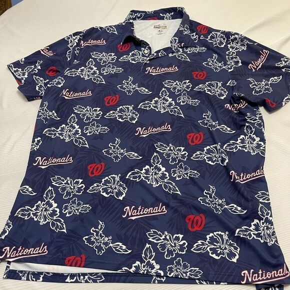 Reyn Spooner x Washington Nationals Navy Blue Polo Shirt Size 3XL - Picture 1 of 5
